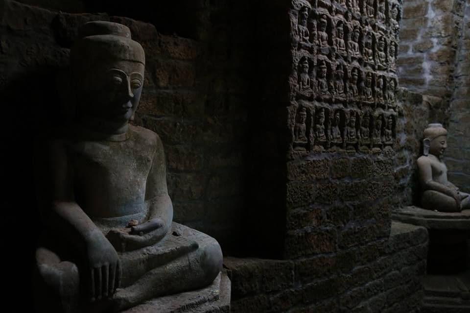 Travel in Asia - Buddha statues inside the Koe Thaung temple in Mrauk U, Myanmar
