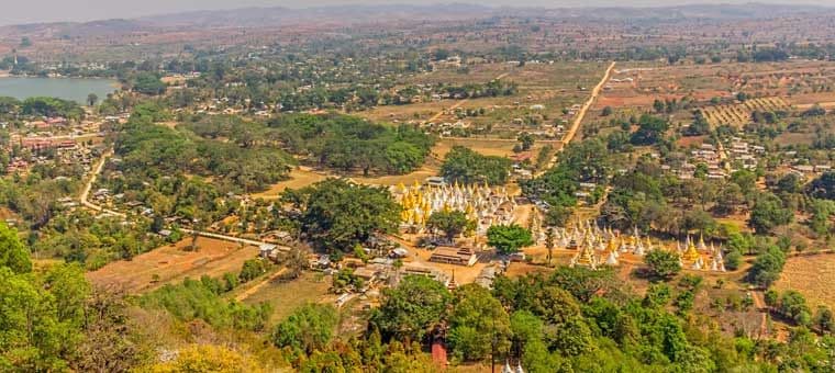 Travel in Asia - Aerial view of the Lumbini Garden of 1,100 Buddhas in Hpa An, Myanmar