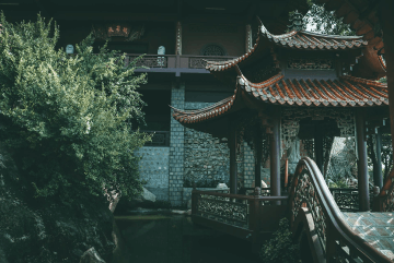 Chenese bridge perfectly embedded in the nature